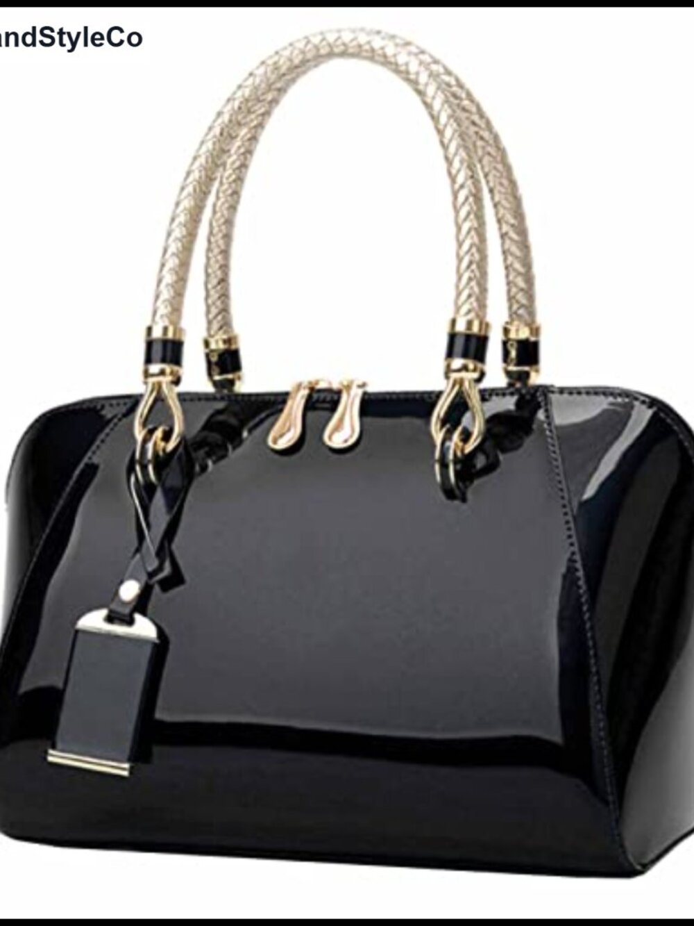 Shiny Patent PU Satchel Tote Top-Handle Crossbody Shoulder Bag Adjustable Strap